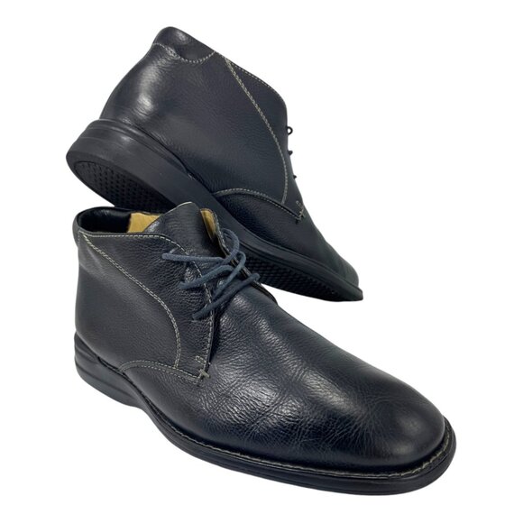 Johnston & Murphy Mens 10.5 M Shuler Chukka‎ Black Leather Boots Casual Comfort